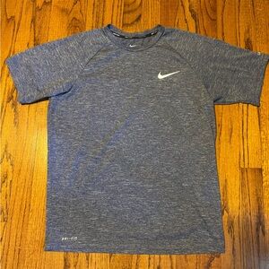 Nike Swim Dri-Fit Heathered Blue Short Sleeve Shirt